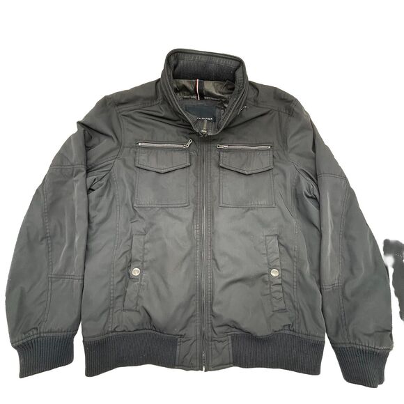 Tommy Hilfiger Coat Men's L Black Filled Performance Heavy Bomber Jacket - Picture 1 of 11